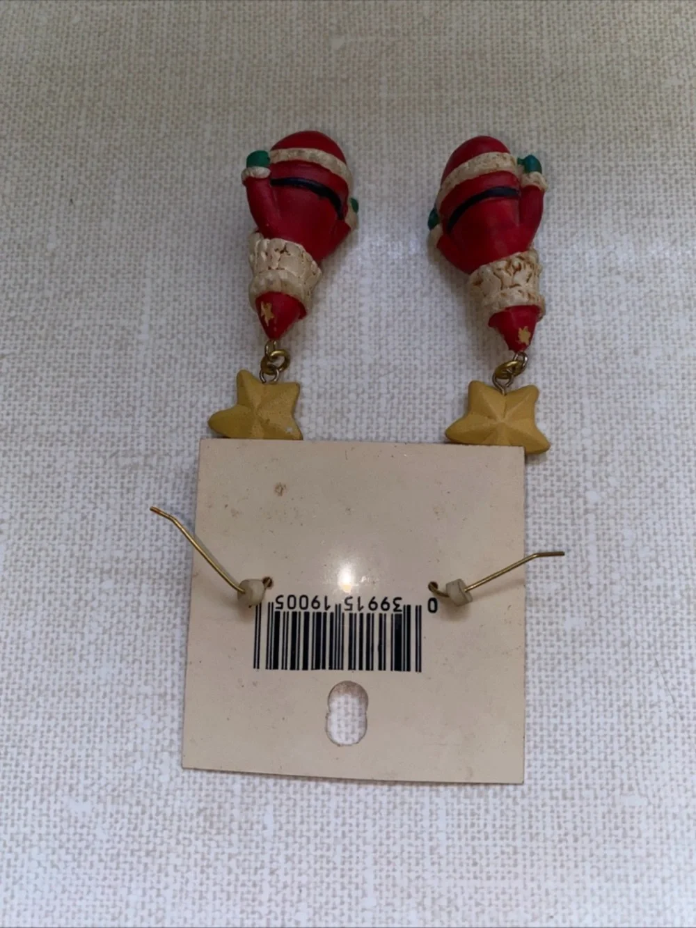 VTG Russ Kringle Cuties Dangle Earrings Surgical Steel Hooks Santa Claus